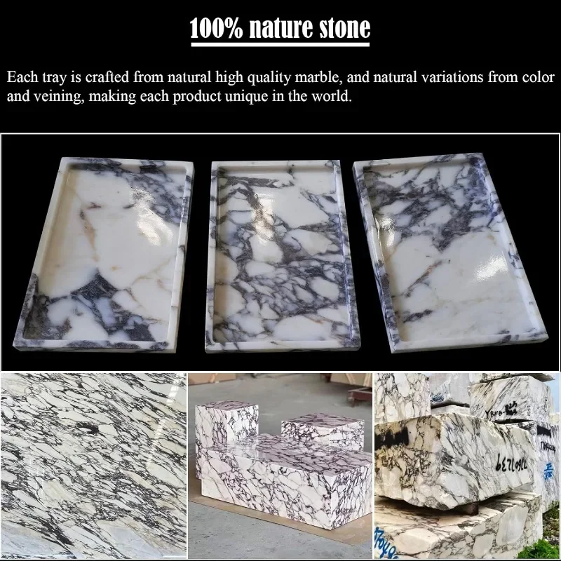 Natural Marble Tray for Bathroom Countertop, Vanity Tray Stone Storage Tray for Home Decor, 12"x8" Genuine Marble Bathroom 2