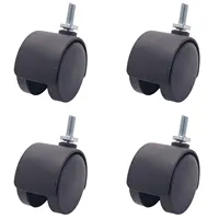6mm Threaded Stem 40mm Dual Wheel Rotatable Caster Black 1