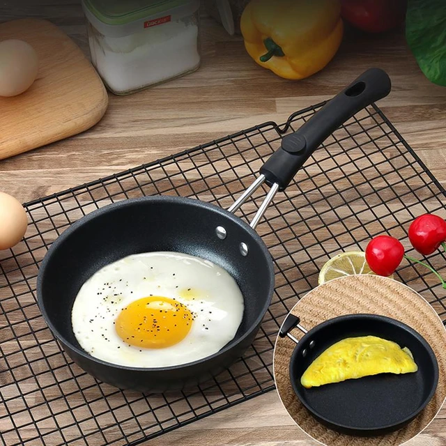 Mini frying pan, 12 cm, iron pan, non-stick coating, with handles