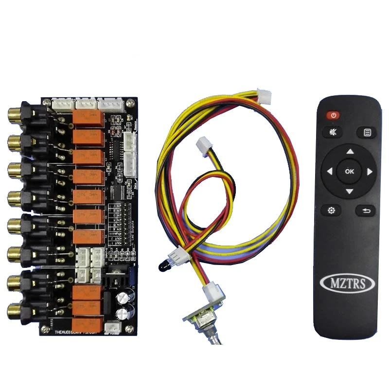 

Дистанционное переключение звукового источника 6-полосный аудиовход 2-полосный выход сигнала выбор звукового источника переключатель входная плата выбора