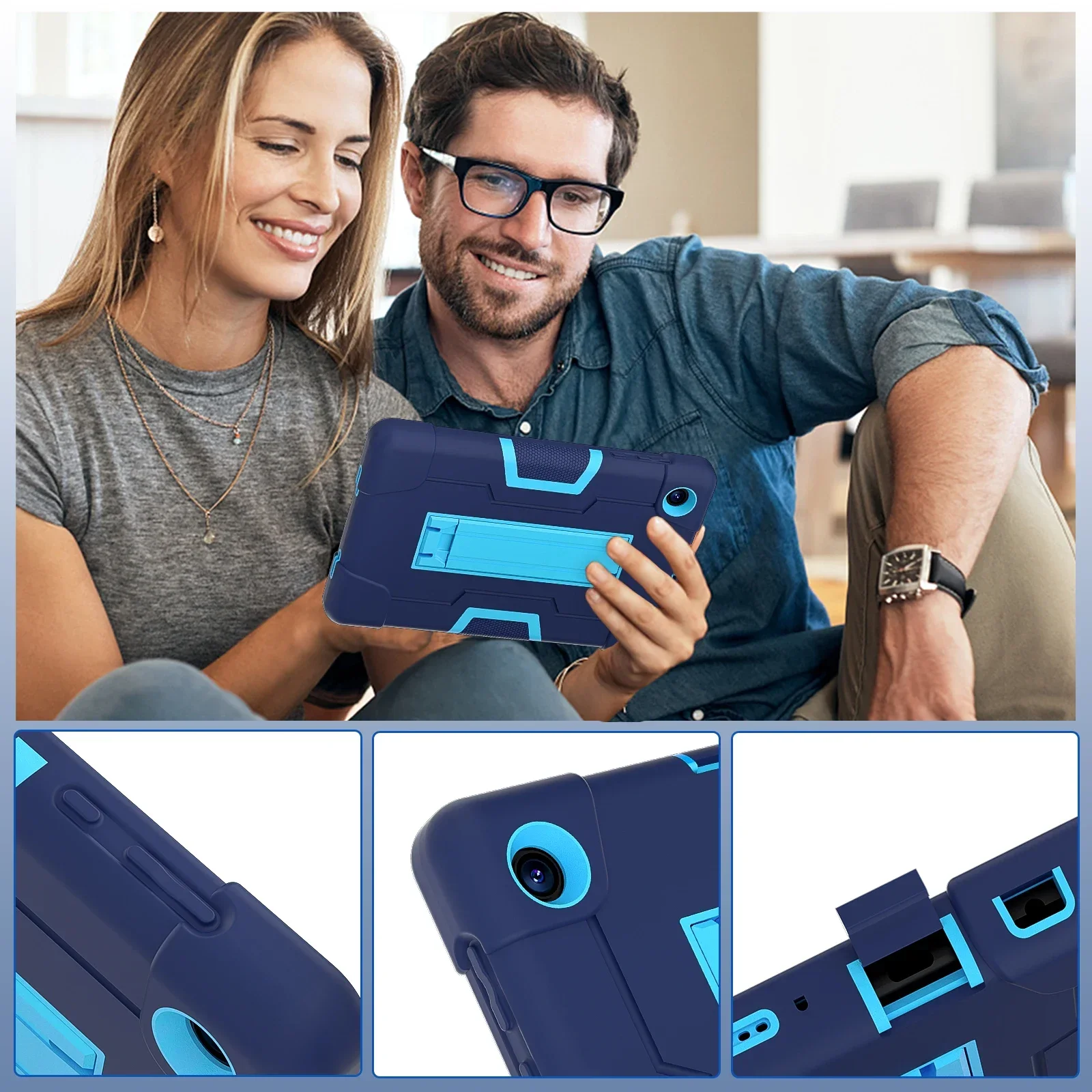 Rugged Shockproof Tablet Case with Built-in Kickstand and Pen Slot