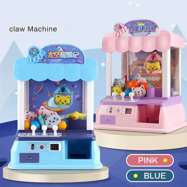 Toy Doll Mini Catch Machine House Candy Catcher Grabber Claw Arcade Crane Game Automatic Vending Kit USB Music Light Kids Gift 4