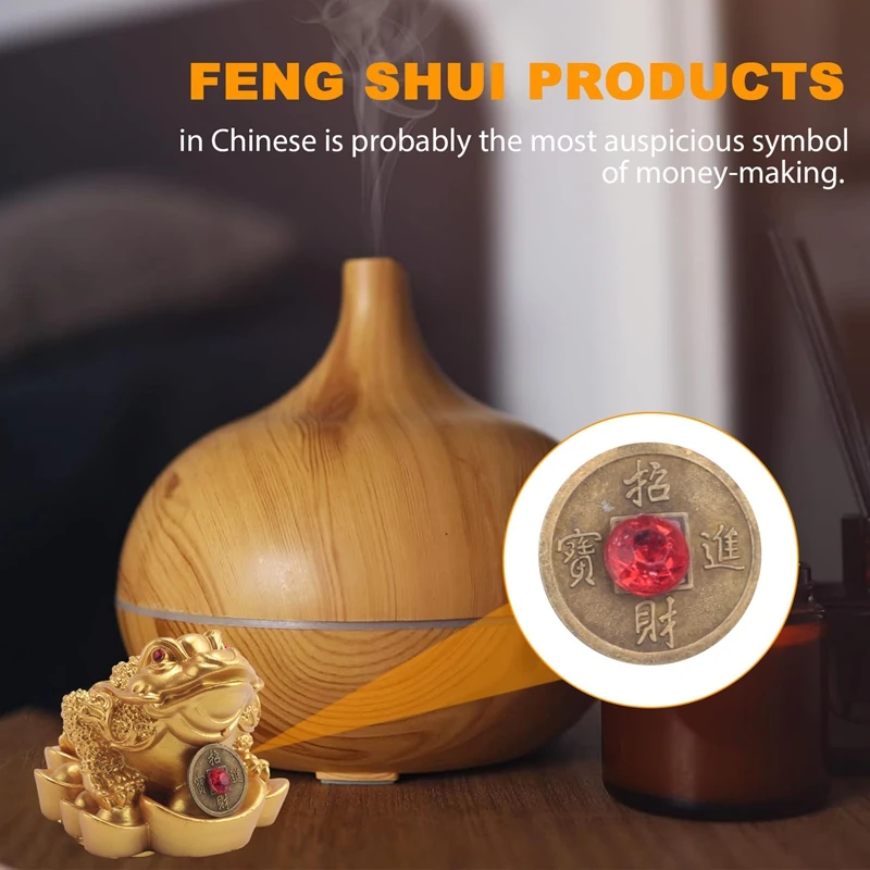 Rana Portafortuna Feng Shui: Rospo Dei Soldi Con Moneta, Statuetta In Resina Dorata Per Prosperità E Ricchezza, Decorazione Casa