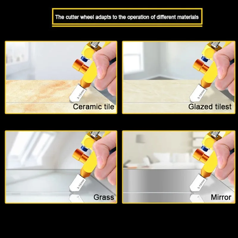 2 in 1 유리 커터 세트 수동 타일 다이아몬드 커터 슬라이서 롤러 고강도 세라믹 절단 타일 오프너 건축 공구