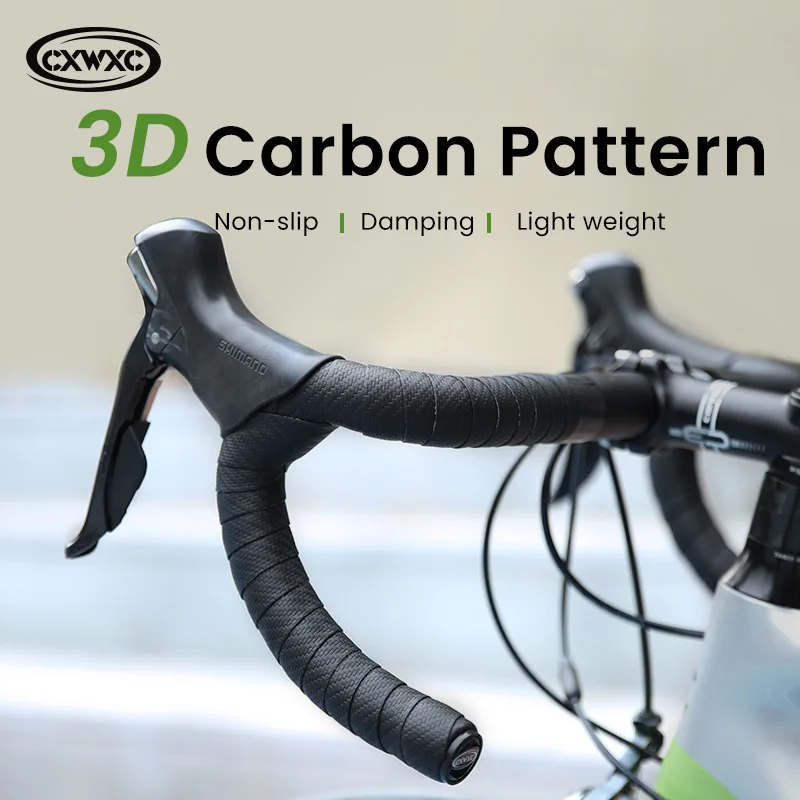 CXWXC Road Bike Bicycle Handlebar Tape 3D Carbon Pattern Non-slip