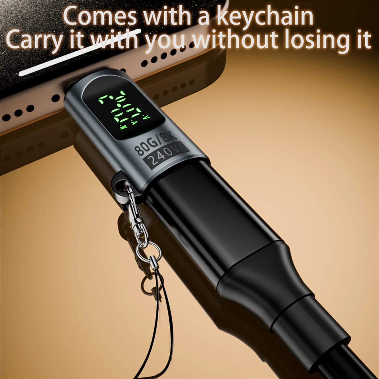 Enhanced USB4 40Gbps Adapter with Digital Display - High-Speed 80Gbps Type C to Type C Connector with 240W Power and 8K Support
