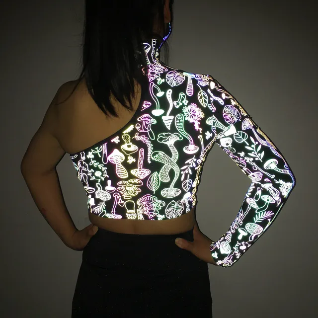 Holographic Reflective Irregular Crop Top 6