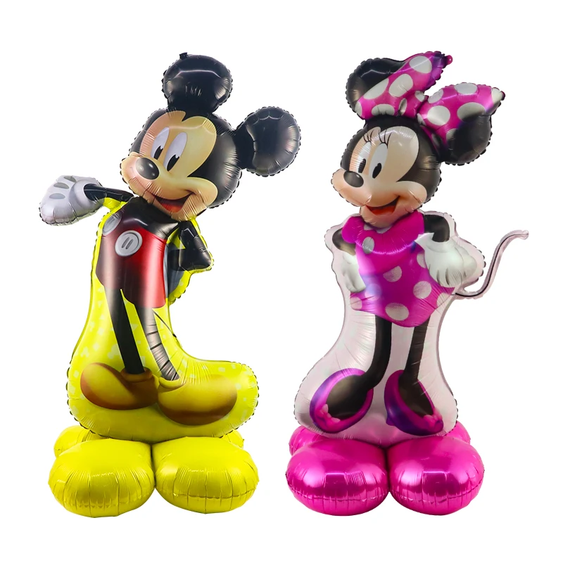 In piedi topolino Disney Cartoon Balloon Mickey Minnie Birthday Party Decoration Foil Balloon Baby Shower giocattolo per bambini