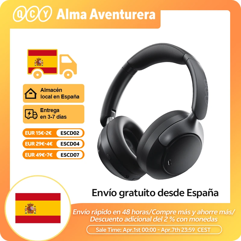 QCY H3 Pro — Auriculares Over-Ear ANC 50dB, LDAC Hi-Res, Audio Espacial 360°, 55h 1