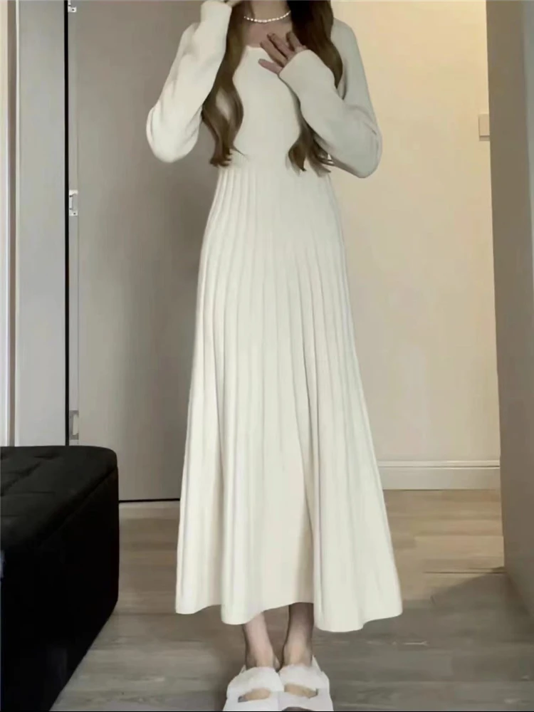 

New in Women's Autumn Winter Sweater Dresses Fashion Elegant Pullover Korean Version Long Sleeved Commuting Women's Clothing