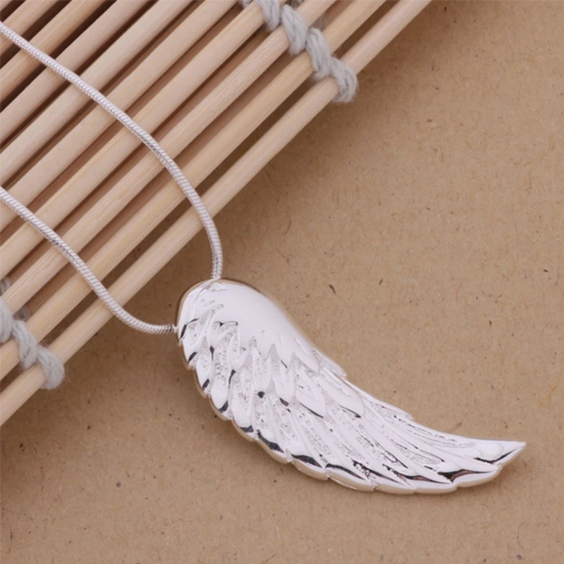 Pendant necklace 925 sterling silver angel wings pendant for women jewelry
