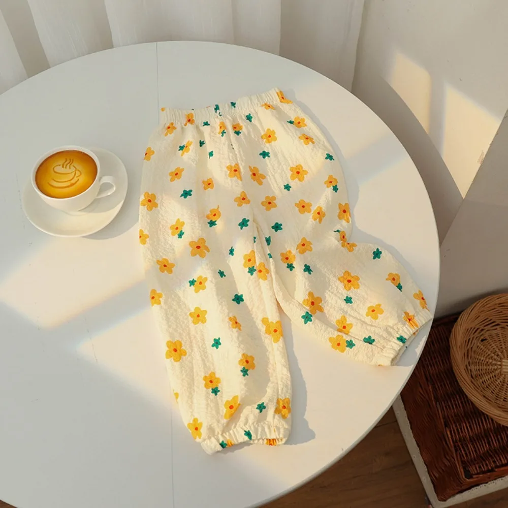 2025 جديد للأطفال سراويل طويلة غير رسمية الكرتون المطبوعة تنفس البعوض واقية السراويل الصيف طفل موضة رقيقة السراويل الطويلة