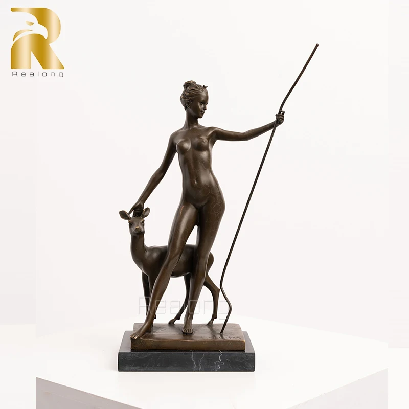 Dea Della Caccia Statua In Bronzo Scultura In Bronzo Di Diana The Huntress Casting Figurine Per La Casa Descktop Decor Ornament Craft