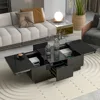 Modern Extendable Coffee Table - Rectangle Cocktail Table with Hidden Storage - Black 1