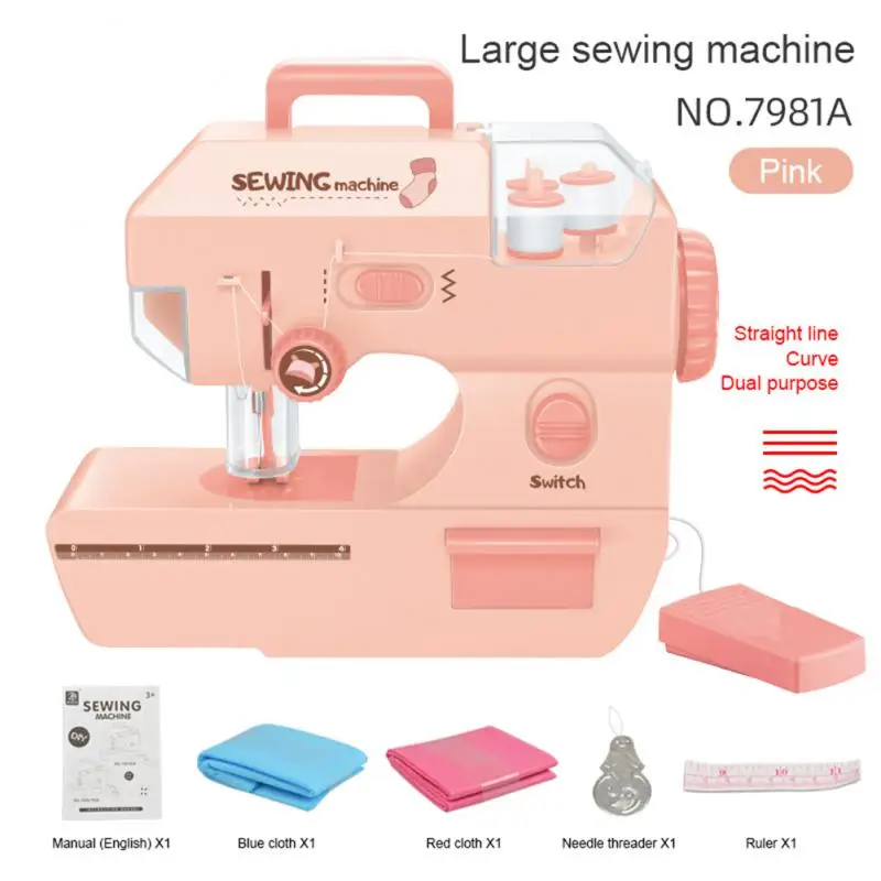 Máquina de coser portátil para principiantes, Mini Overlock eléctrico para manualidades domésticas, con Pedal prensatelas de 12 puntadas