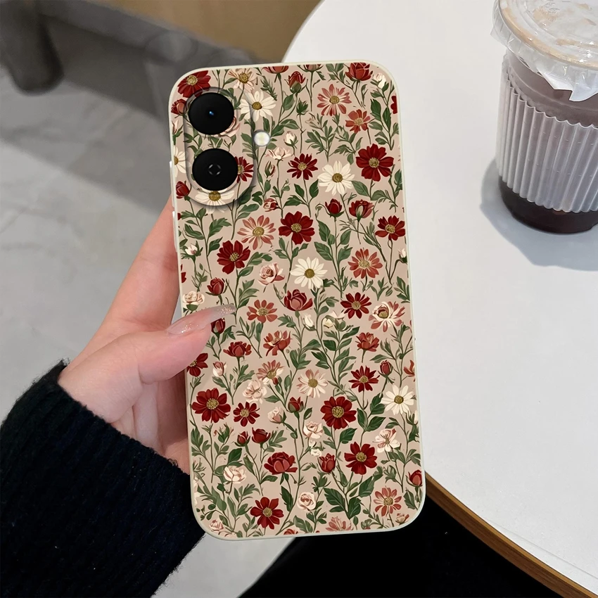 Pretty Flowers Pattern Full Coverage Soft Silicone Phone Case Cover