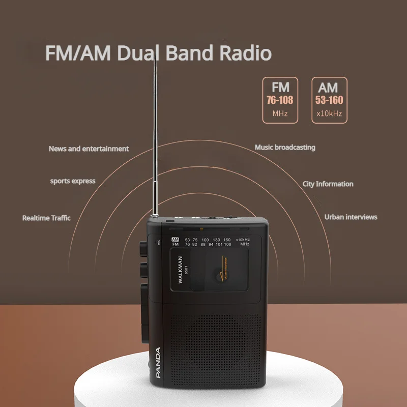 Lecteur de musique à cassette portable avec haut-parleur radio AM et FM baladeur rétro magnétophone lecture de téléphone sauna 3.5mm