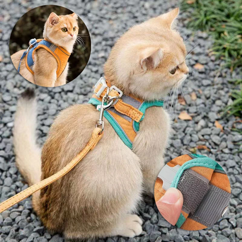Suede Safety Buckle Velcro Cat Collars Cat Harness Velcro Velcro