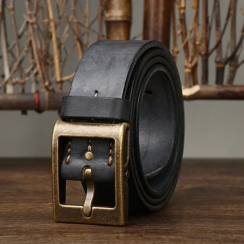 Luxury Genuine Leather Men Copper Buckle Jeans Casual Belts Cowboy Waistband Male Designer Tactical belt