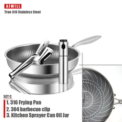 Premium Stainless Steel Nonstick Frying Pan - Outer diameter 28cm (Set C)