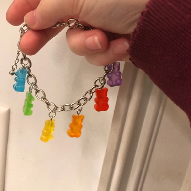 Simpatico Braccialetto Di Orsetti Gommosi Per Le Donne Braccialetto Di Fascino Del Bambino Accessori Di Gioielli Boho Bohémien Regali Pulseras Y Braza