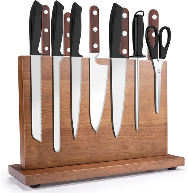 Organizador de cuchillos, bloque de cuchillos de acero inoxidable, soporte  para cuchillos, estante de almacenamiento, diseño fácil de usar