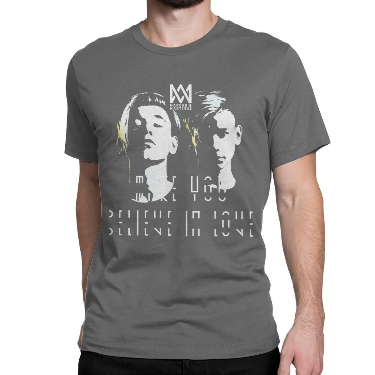 thumbnail image 1 of Camisetas de Eurovisión de Marcus y Martinus para hombre y mujer, de algodón puro, cuello redondo, manga corta, tallas 4XL, 5XL y 6XL., 1 of 7