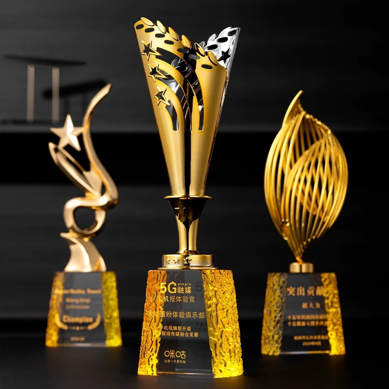 Customized Metal Crystal Trophy, High-end Basketball, Football, Billiards Competition Annual Meeting Award, Home Decoration, 1Pc