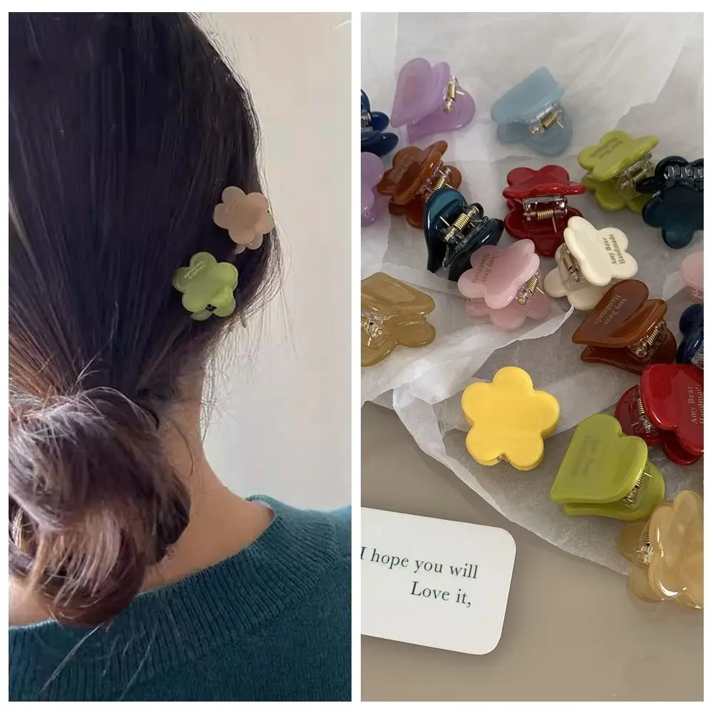Sweet Acetic Acid Hairpin Flower Hair Clip Small Grab Clip Headwear Heart Hair Clip Geometry Love Acetate Mini Hair Claw Travel