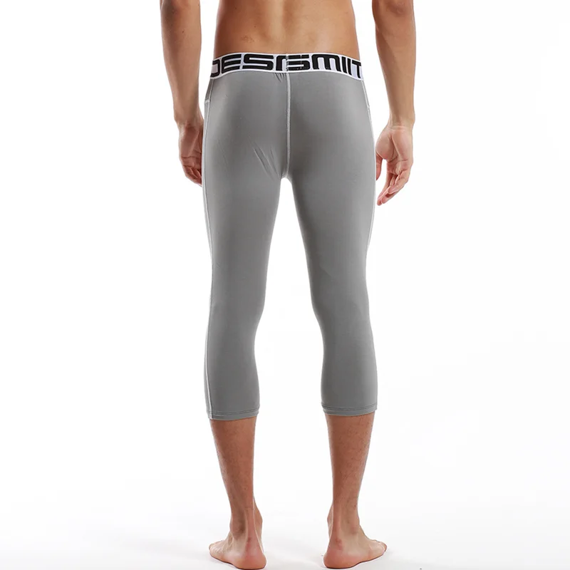 3/4 Leggings Men Compression Pants Running Gym Tights Fitness Leggins Sportswear Shorts High Elastic Breathable Sport Long John