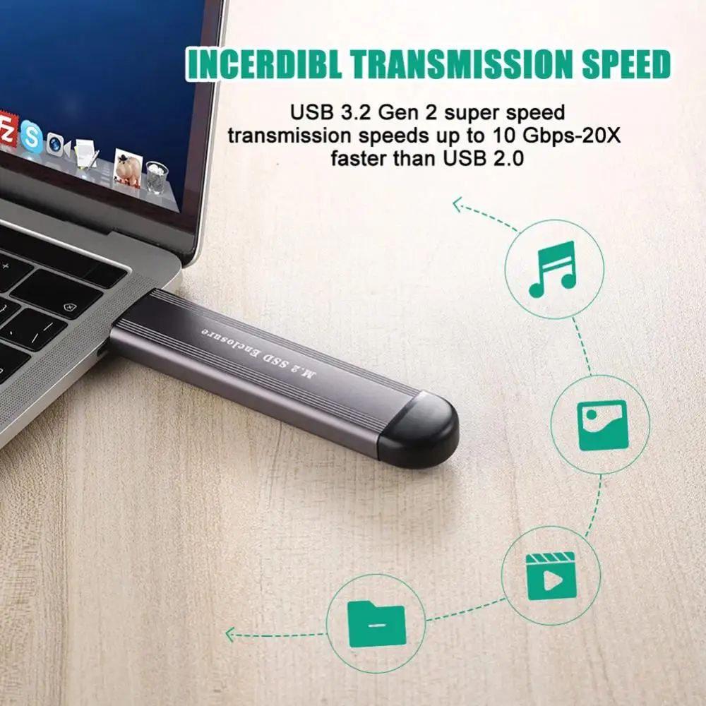 M2 Ssd Case Nvme Usb Tipo C Gen2 10Gbps Pcie Ssd Enclosure M.2 Nvme Enclosure M.2 Sata Ngff 6Gbps Solid State Drive Case