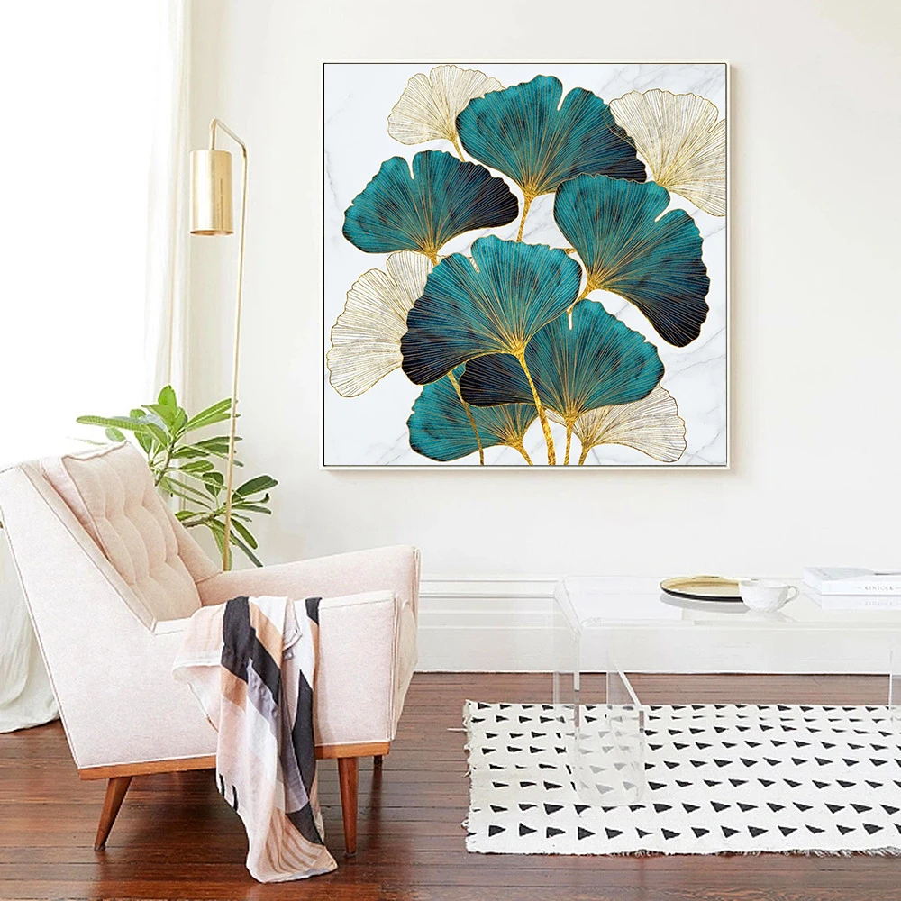 AZQSD Leaves Embroidery Kits Ginkgo Tree Cross Stitch Flower Art And Crafts Needles 11CT Picture Canvas DMC Set Counted Printed