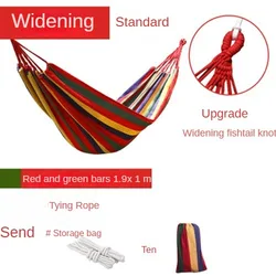 Deluxe Multi-Functional Striped Canvas Hammock for Indoor and Outdoor Use (Red 260x100)