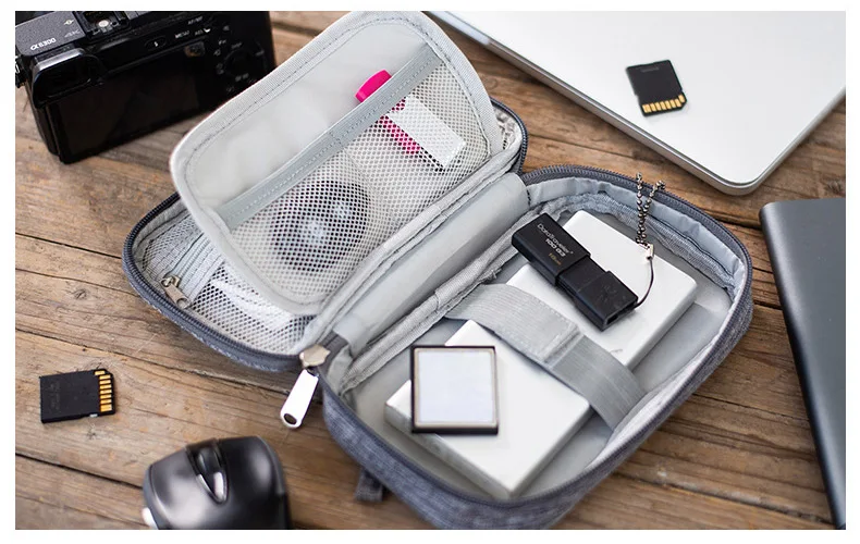 

Electronic Accessories Bag Travel Cable Storage Organizer Double-Layer for iPad Mini,Kindle,Hard Drives,Cables,Charger,Data Line