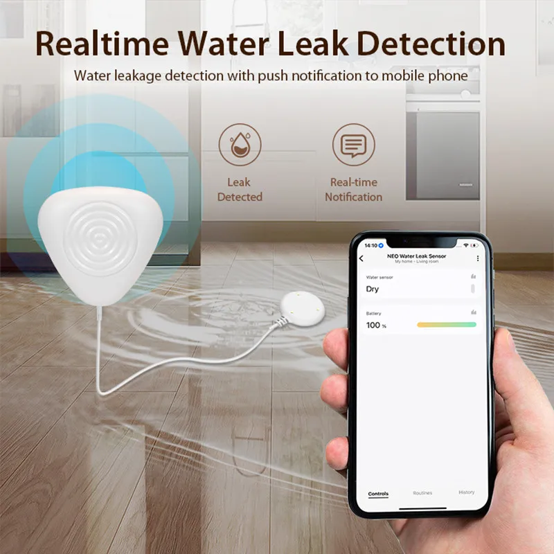 Tuya ZigBee Water Leak Sensor Flood Detector Alarm System Smart Home Automation