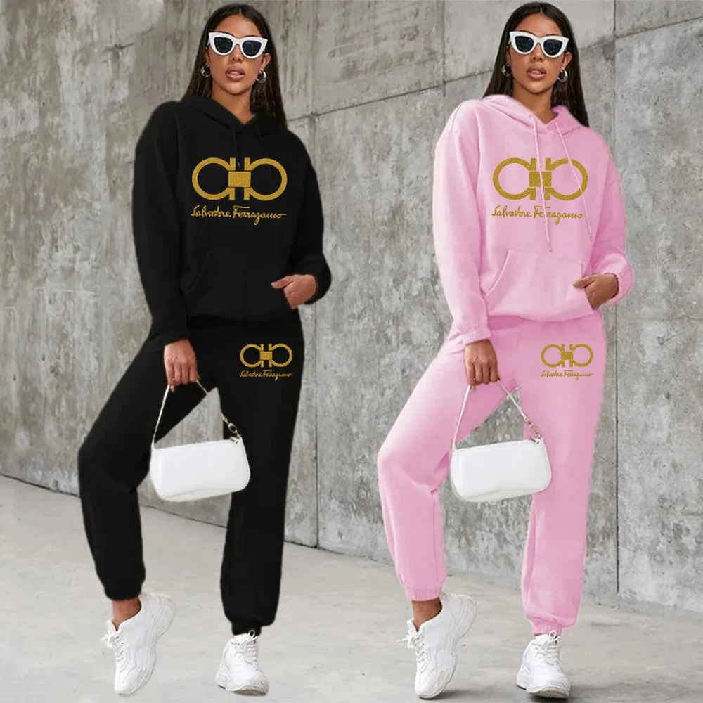 

Winter Women's Tracksuit Hoodies Suit Letter Printed Casual Sports 2-PCS Set Outfits Ladie Y2k Streetwear Jogging Pullover Cloth