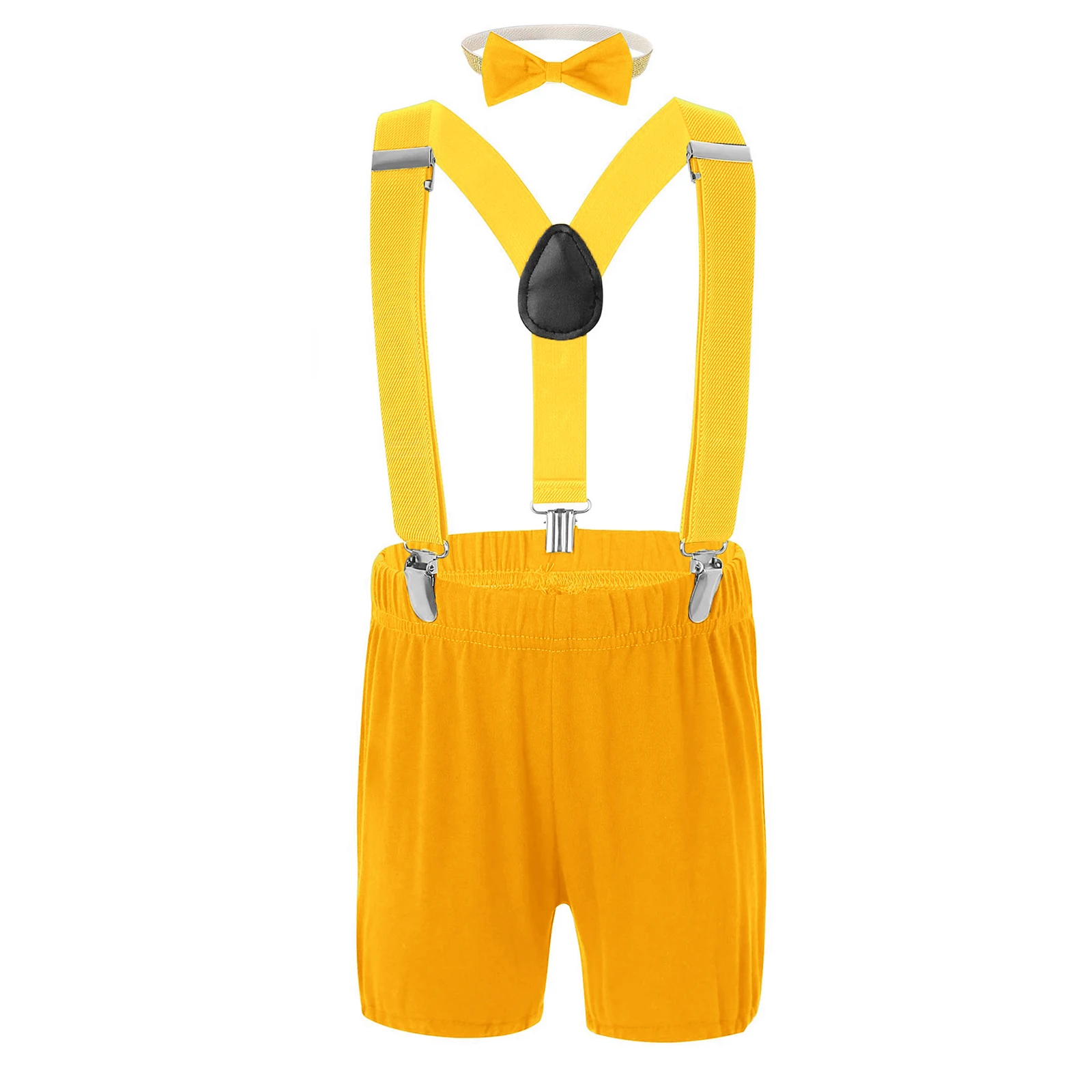 Baby Boys Girls Party Outfit Suspender Shorts Detachable Y-back Elastic Straps Shorts And Bow Headband