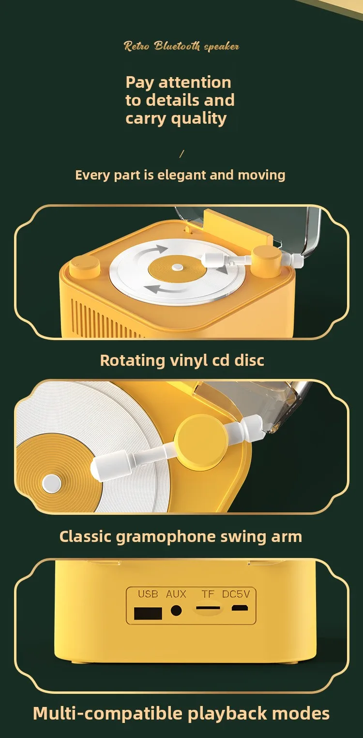 New Retro Bluetooth Speaker For Outdoor Home High Quality Wireless Speakers Creative Product.Aux TF U Disk Portable_voghion.com