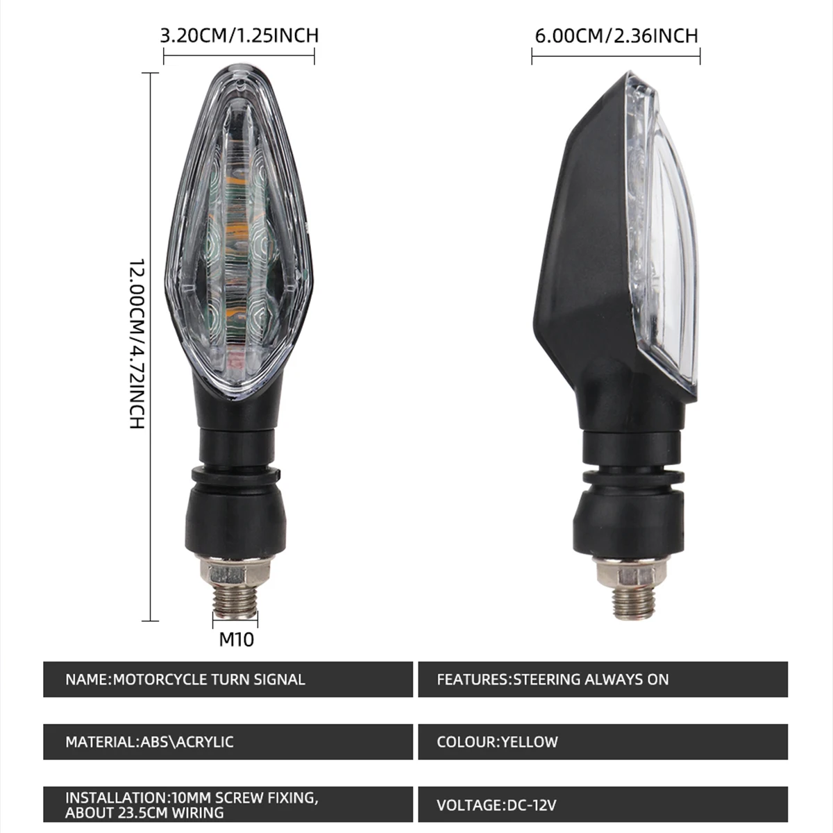 Motorcycle Turn Signal Lights 2Pcs Amber Blinker Indicator Waterproof Moto Scooter Warning Rear Tail Lights Running Lamp Lighting