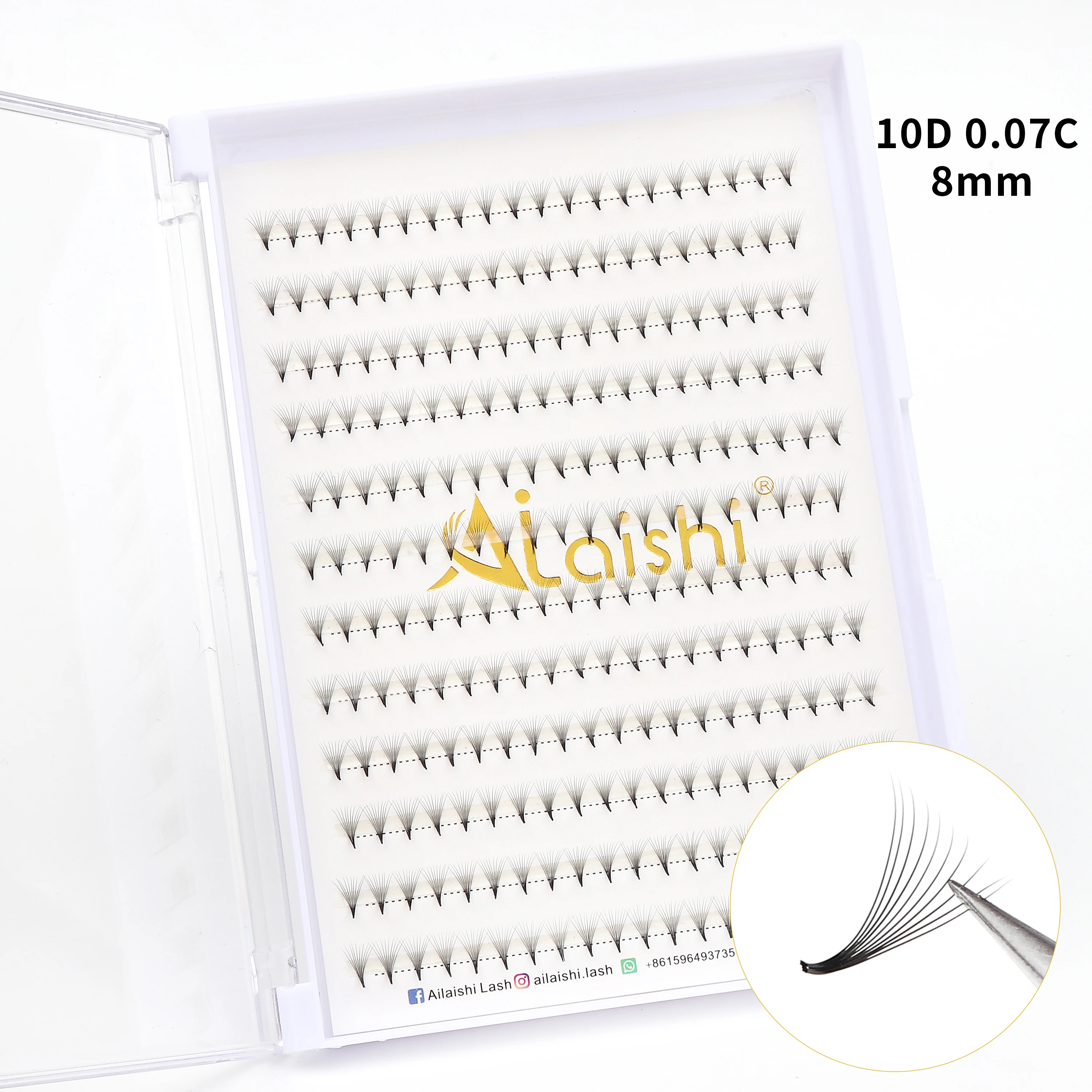 

AILAISHI 10D Mega Tray, рекламные объемные вееры, острые, узкие, тонкие, базовые, для наращивания ресниц, большой объем, вееры для наращивания ресниц