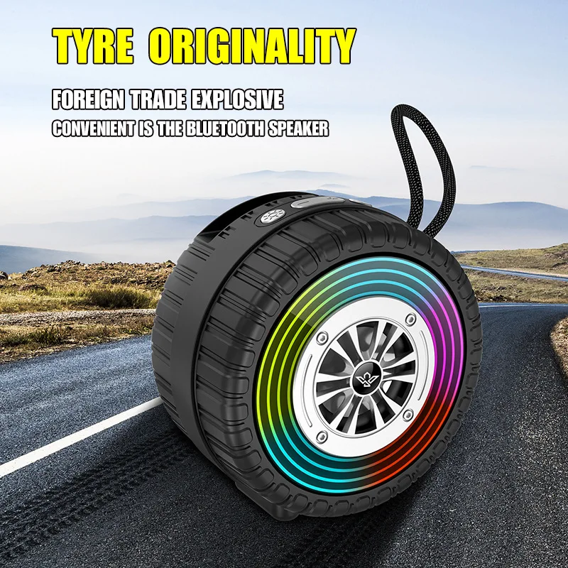 Creative Car Wheel Shape Wireless Speaker with Led Light Portable ...