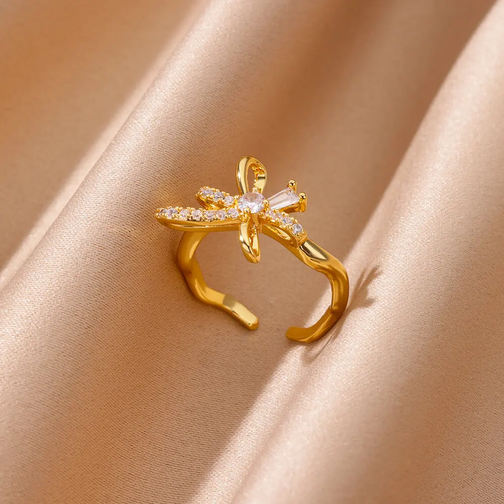 Zircon Geometric Heart Bow Stainless Steel Wedding Jewelry