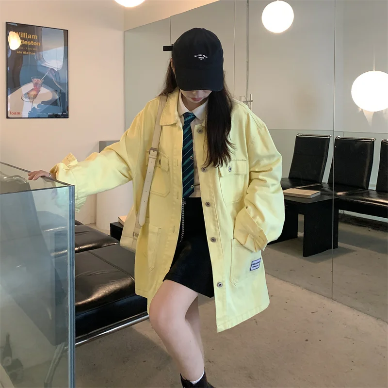 

2023 New Spring And Autumn Cowboy Coat Woman Medium And Long Large Size Version H Easy Leisure Time Jacket Free Shipping