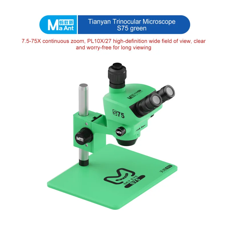MAANT S75 삼안 현미경 7.5-75배 연속 줌 PL10X27 아이피스 아이폰 PCB 납땜 휴대폰 수리 정밀 도구