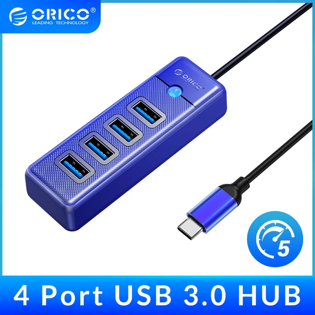 ORICO-Répartiteur multi-type C, 4 ports, HUB USB 3.0, 5Gbps, haute vitesse,  adaptateur OTG pour PC, accessoires informatiques, Macbook Pro - AliExpress