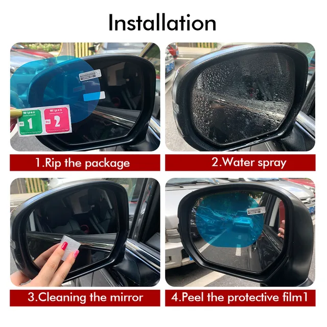 Car Rearview Mirror Film Side Window Rainproof Clear Film 2Pcs Anti Fog Window Mirror Protective Sticker Car Accessories 5