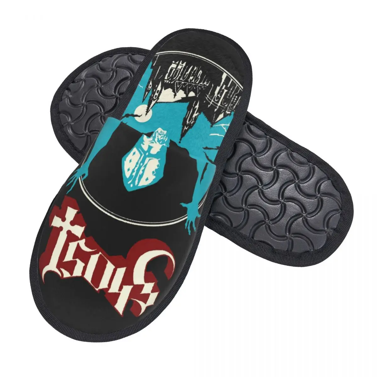 Custom Swedish Rock Band Horror Ghost House Slippers Women Cozy Memory Foam Slip On Spa Slipper Shoes