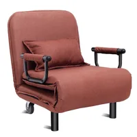 Convertible Sofa Bed Folding Arm Chair Sleeper Leisure Recliner-Brown 1