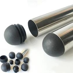 12PCS Rubber Furniture Steel Pipe Plug Spherical Head Plastic Plug End 6/19/22/25mm Chair Foot Covers Furniture Accessories