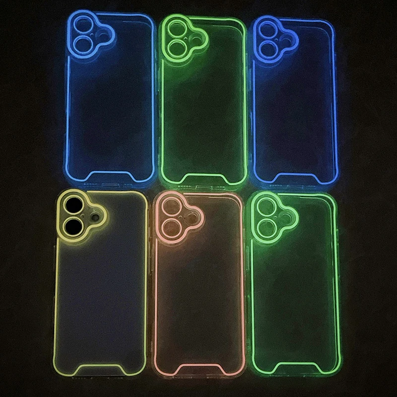 Coque lumineuse en silicone pour iPhone 16, compatible modèles 16pro, 14, 11, 12, 13, 14 Pro Max, 15 Pro, XR, XS Max_voghion.com